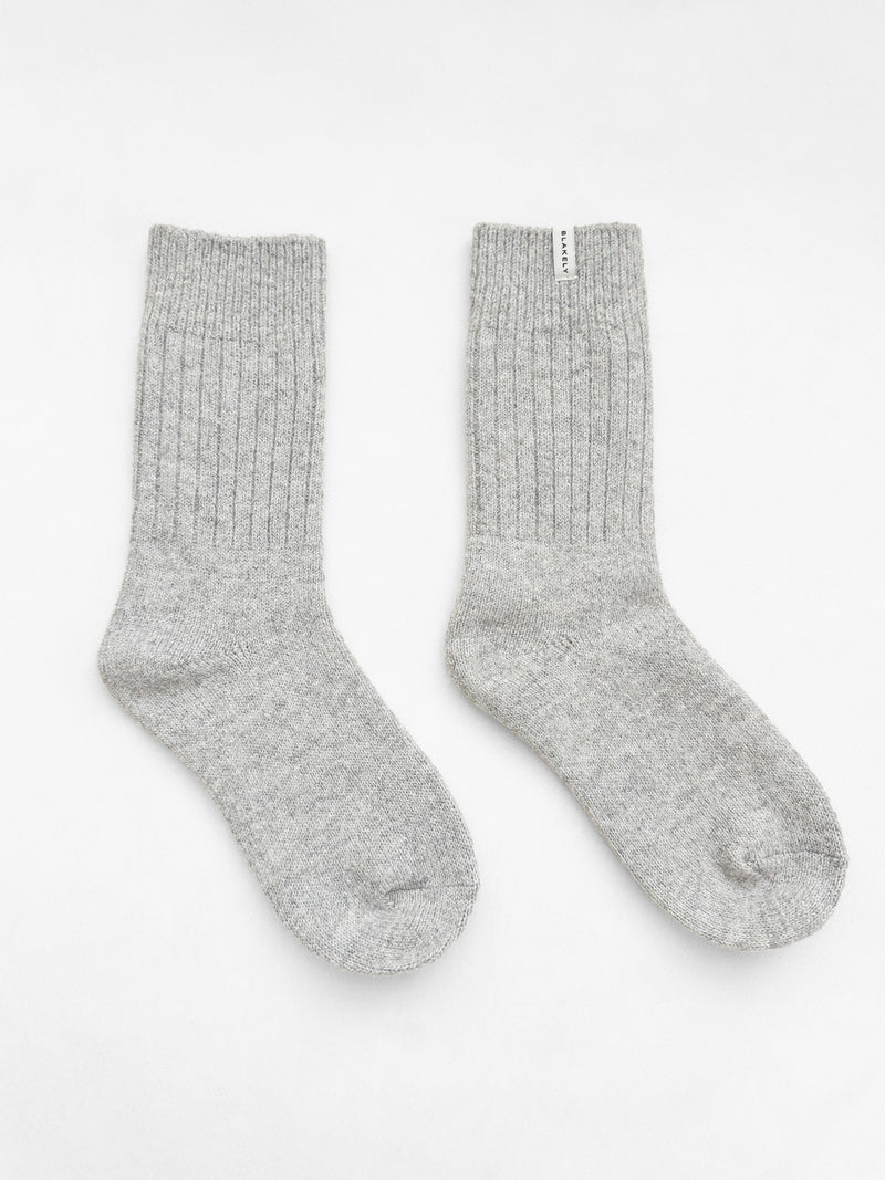 Label Knitted Socks - Marl Grey