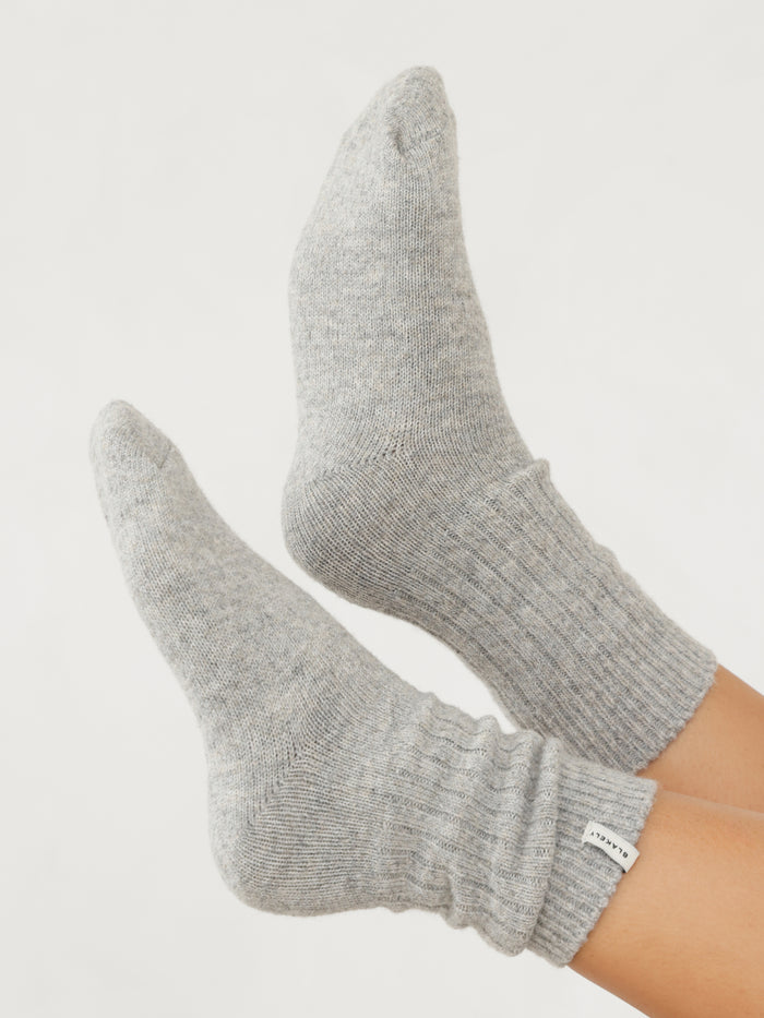 Label Knitted Socks - Marl Grey