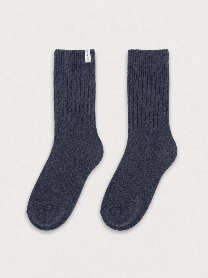 Label Knitted Socks - True Navy