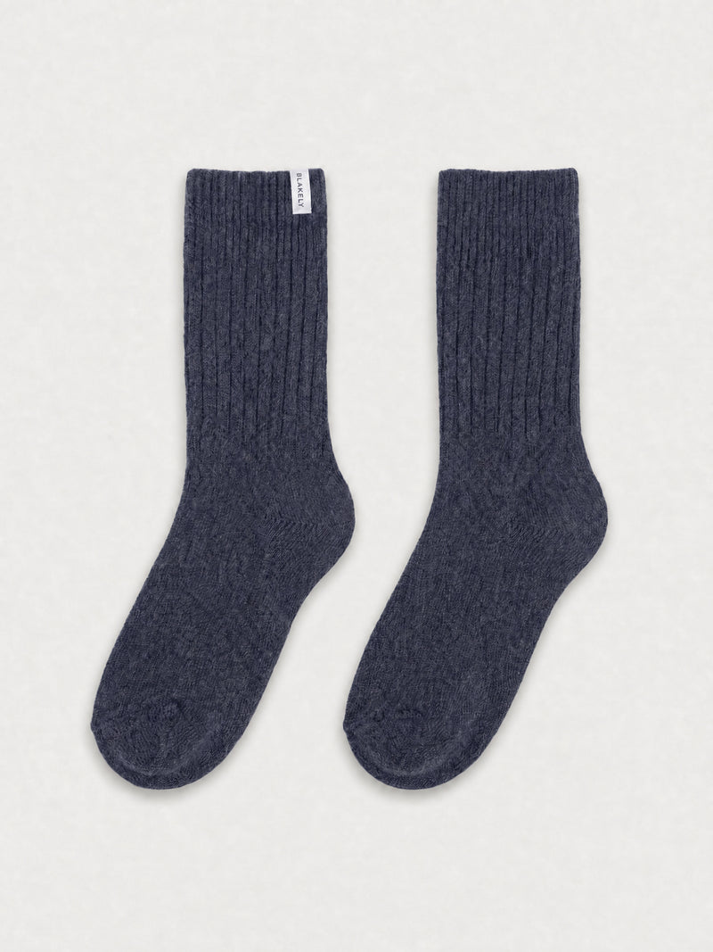 Label Knitted Socks - True Navy