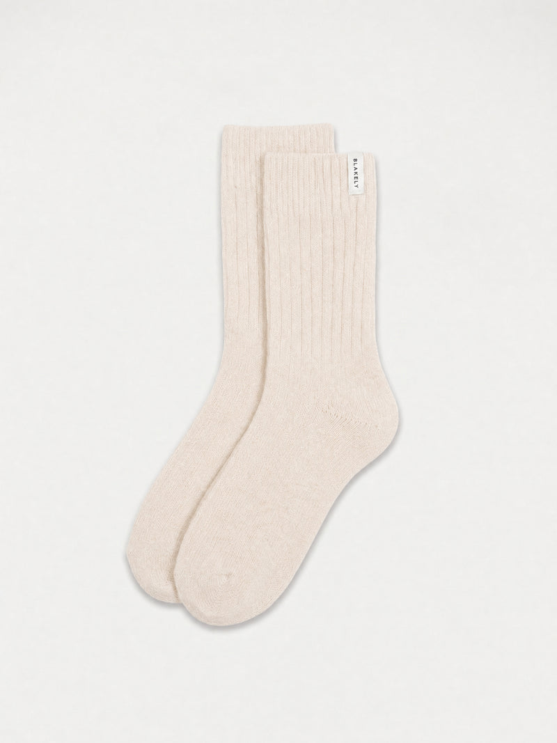 Label Knitted Socks - Vanilla