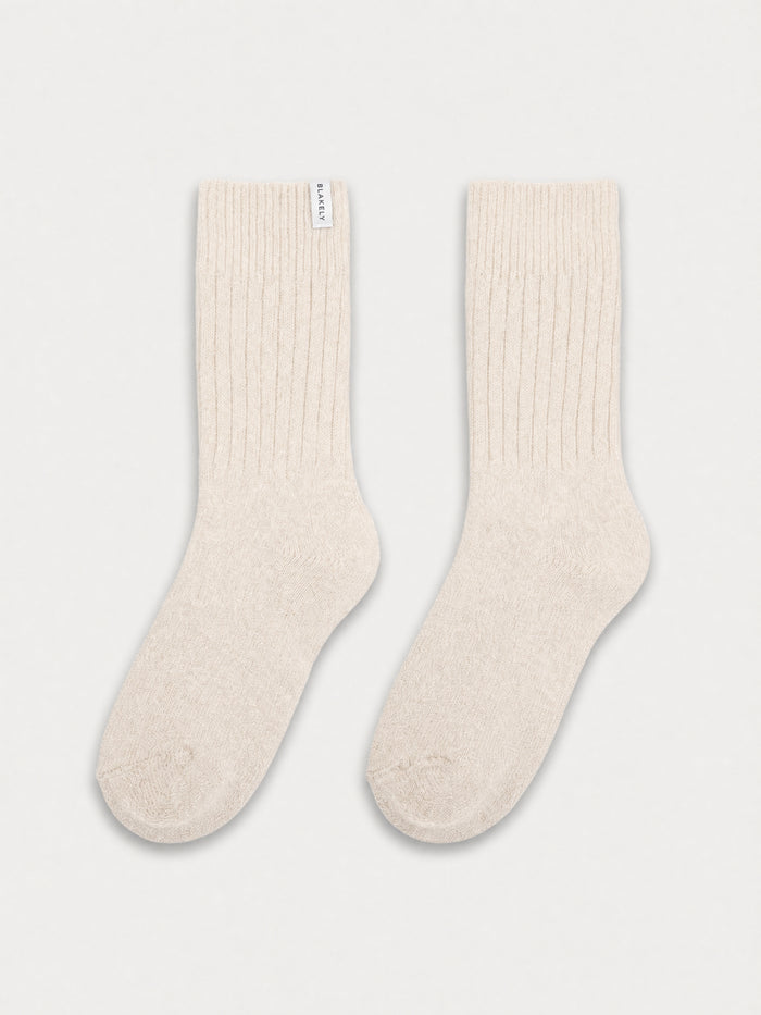 Label Knitted Socks - Vanilla