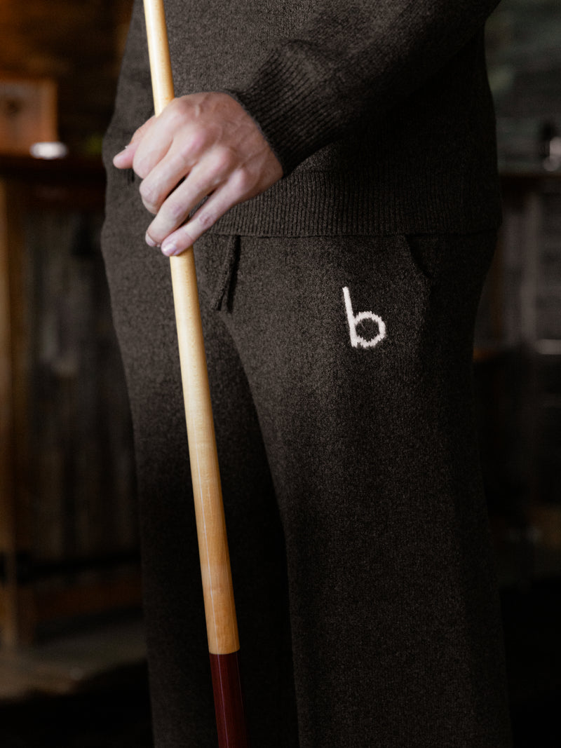 Alfie Knitted Wide Leg Sweatpants - Dark Brown