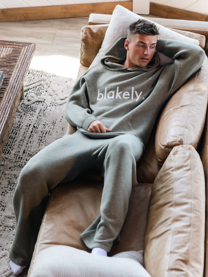 Alfie Knitted Wide Leg Sweatpants - Safari Green