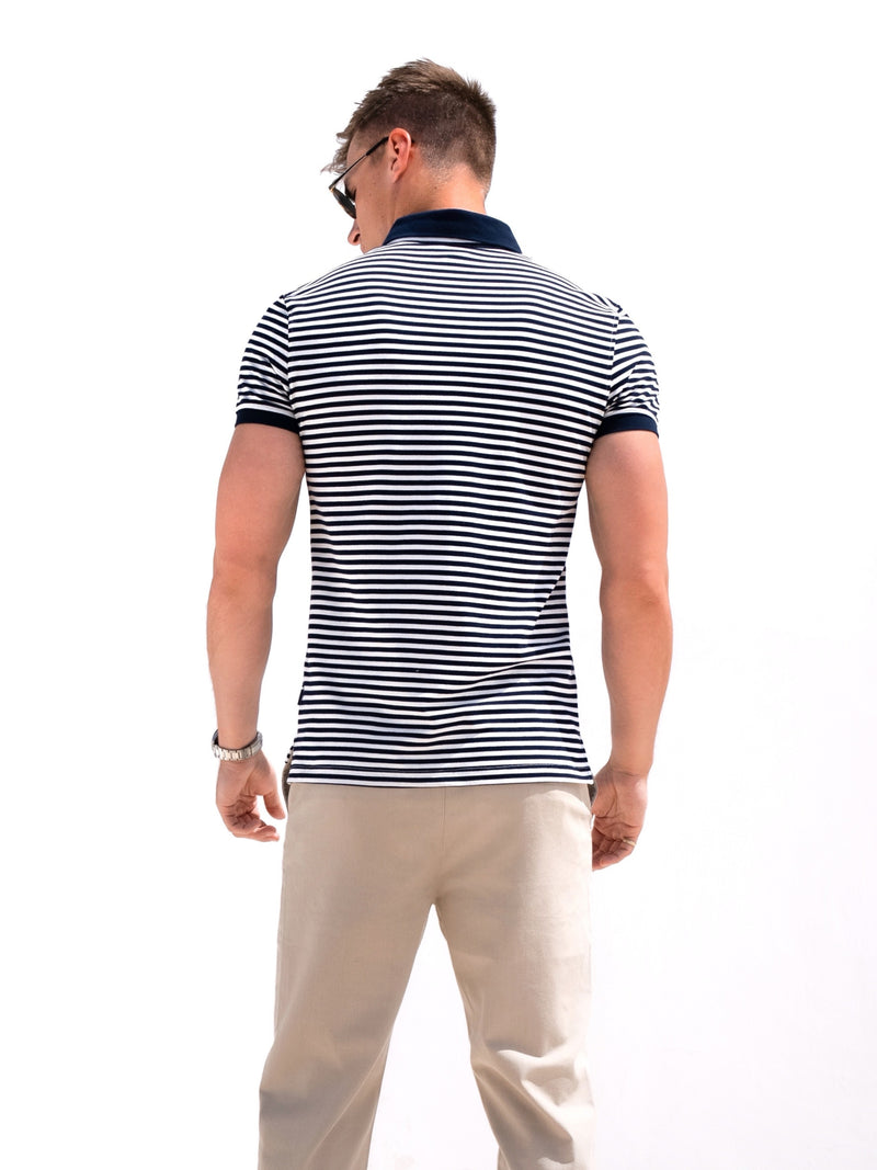 Stripe Polo Shirt - Navy