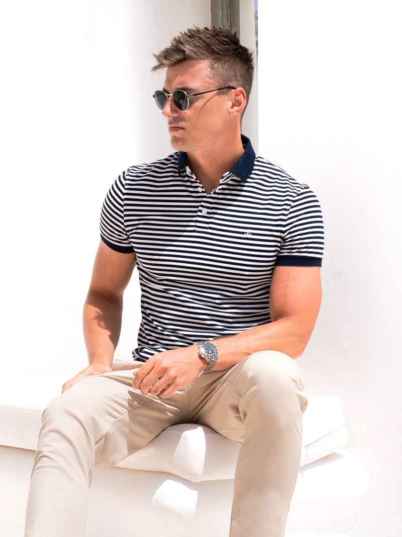 Stripe Polo Shirt - Navy
