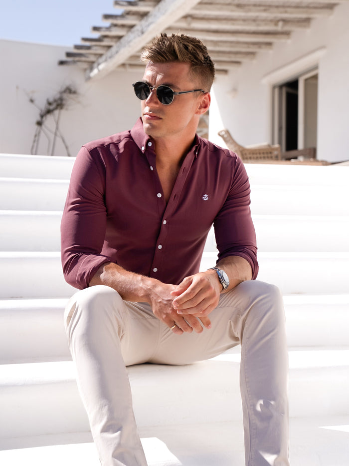 Maidstone Long Sleeve Shirt - Burgundy