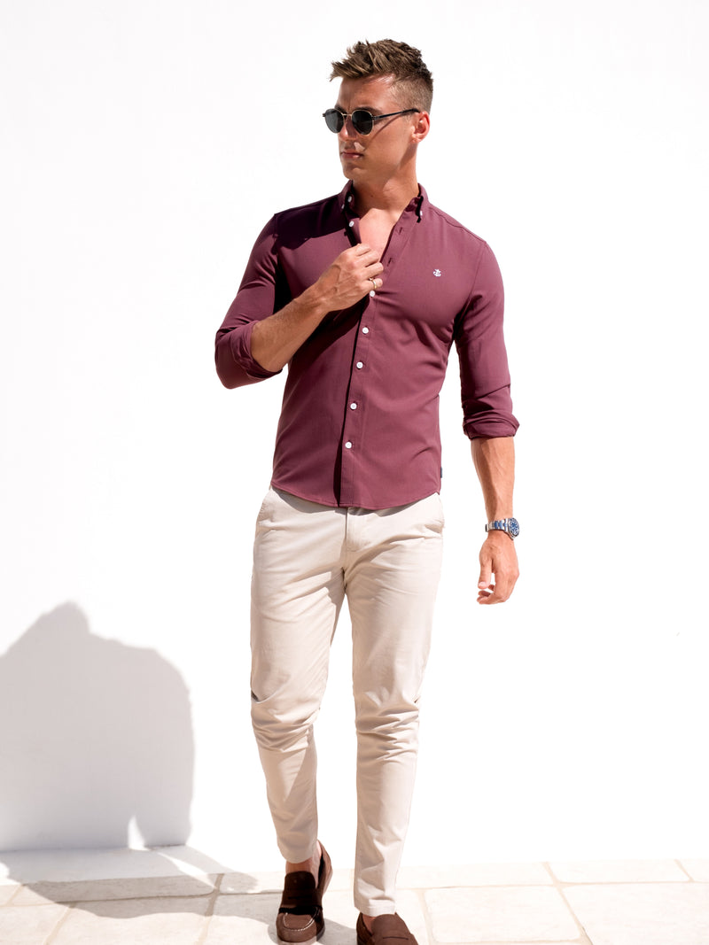 Maidstone Long Sleeve Shirt - Burgundy