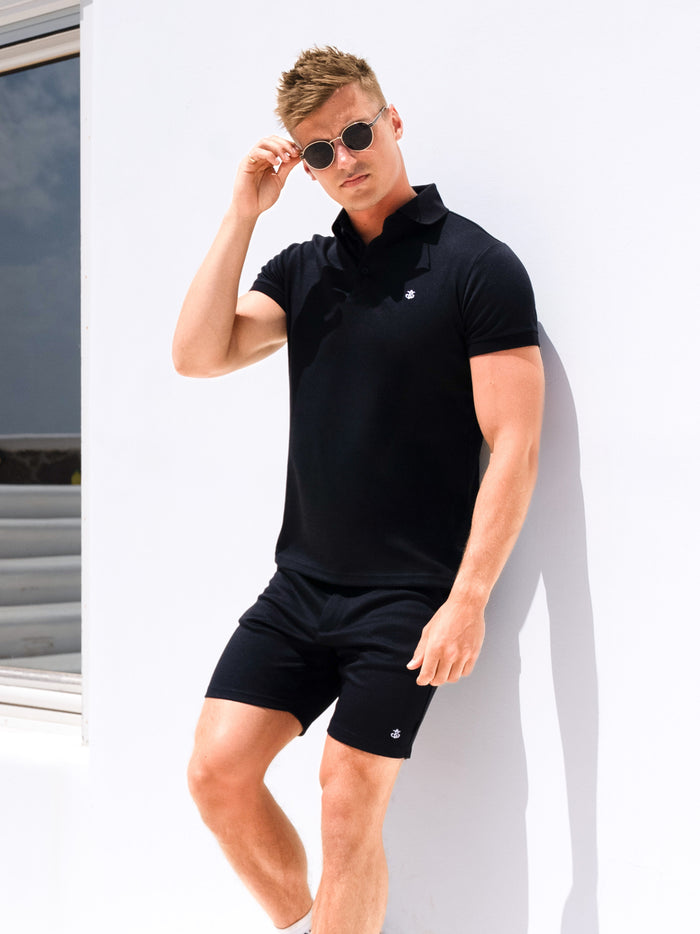 Sorrento Polo & Shorts Set - Black