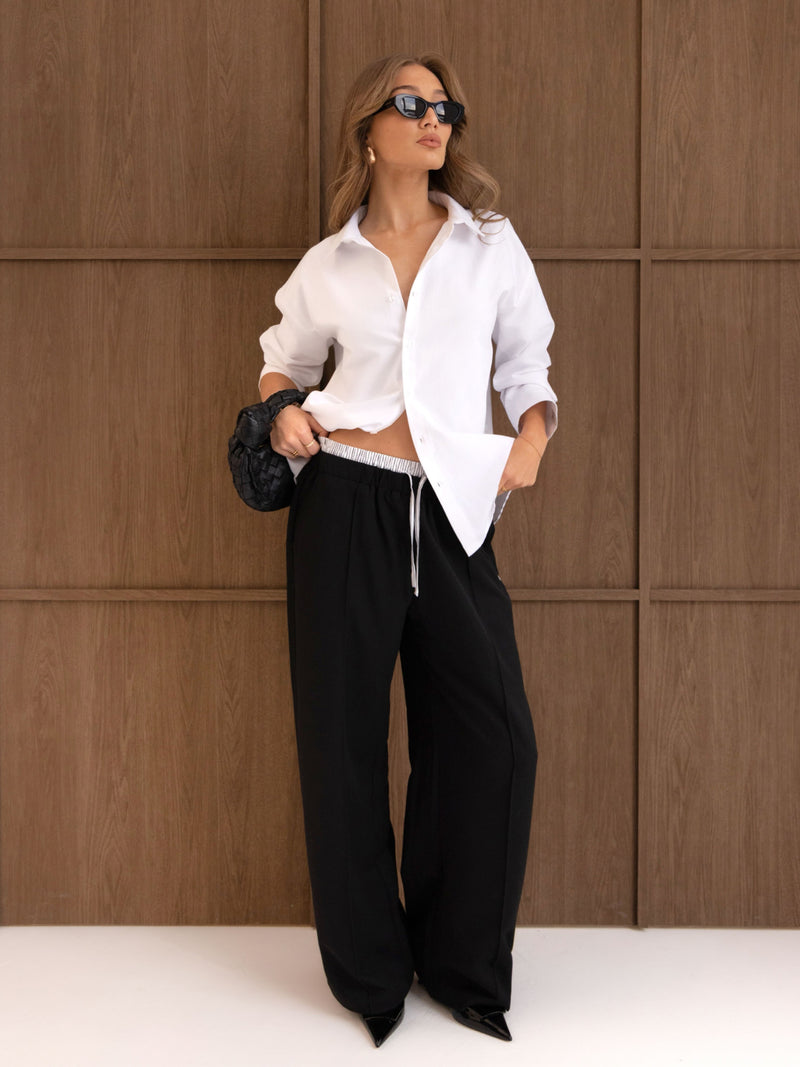 Alana Double Waist Trousers - Black