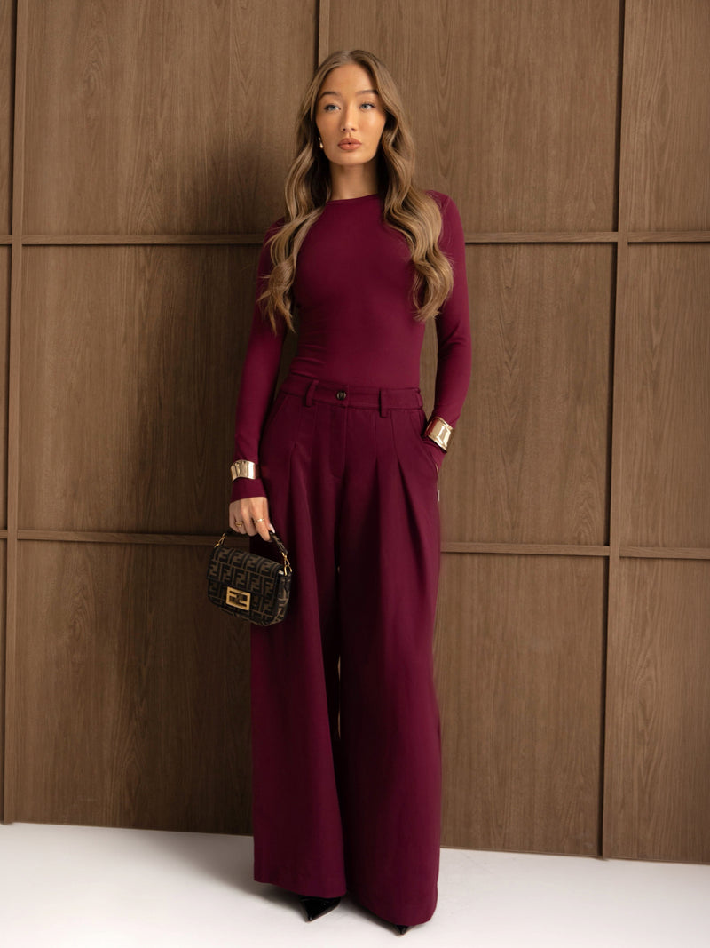 Lucia Long Sleeve Top - Burgundy