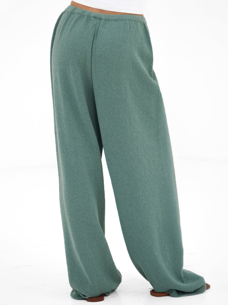 Tia Tomato Oversized T-Shirt & Mae Crochet Trousers Set - White & Sage Green