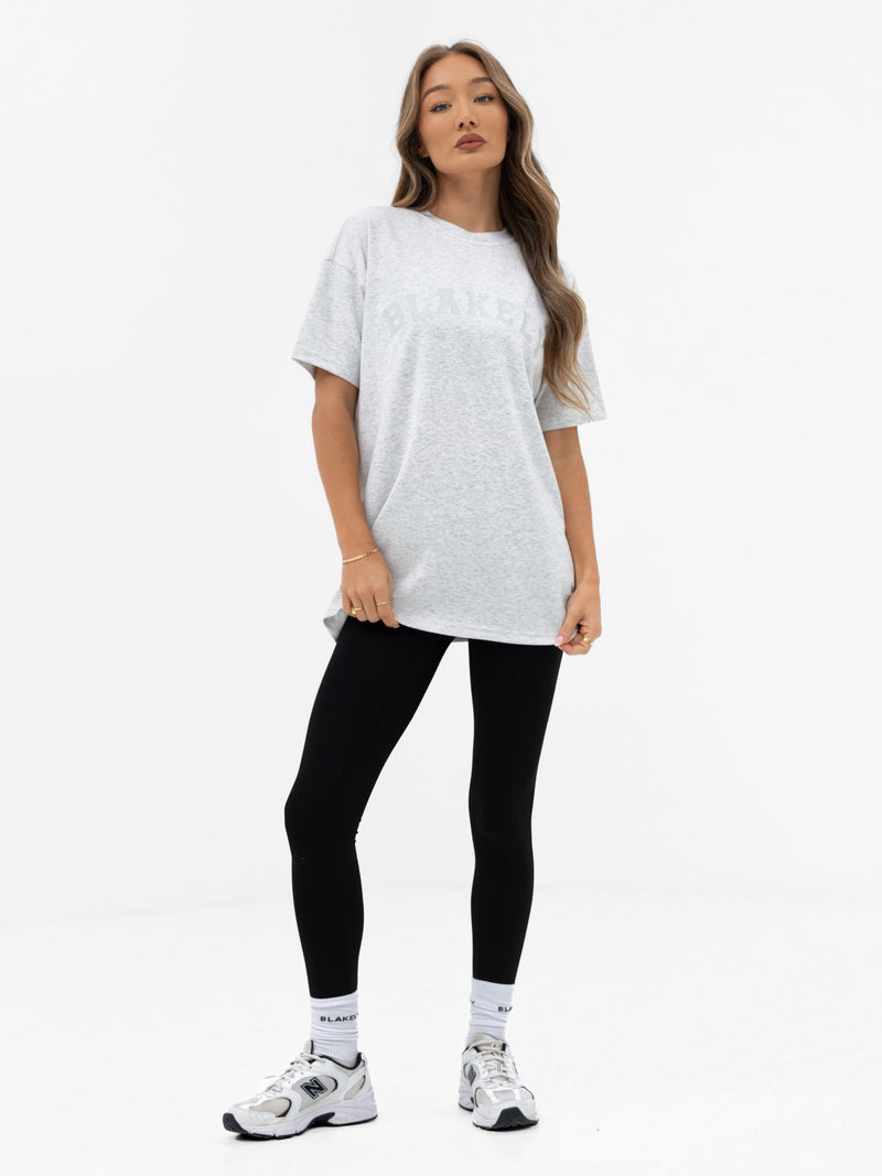 Tonal Varsity Oversized T-Shirt - Marl White