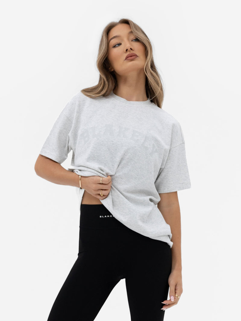 Tonal Varsity Oversized T-Shirt - Marl White