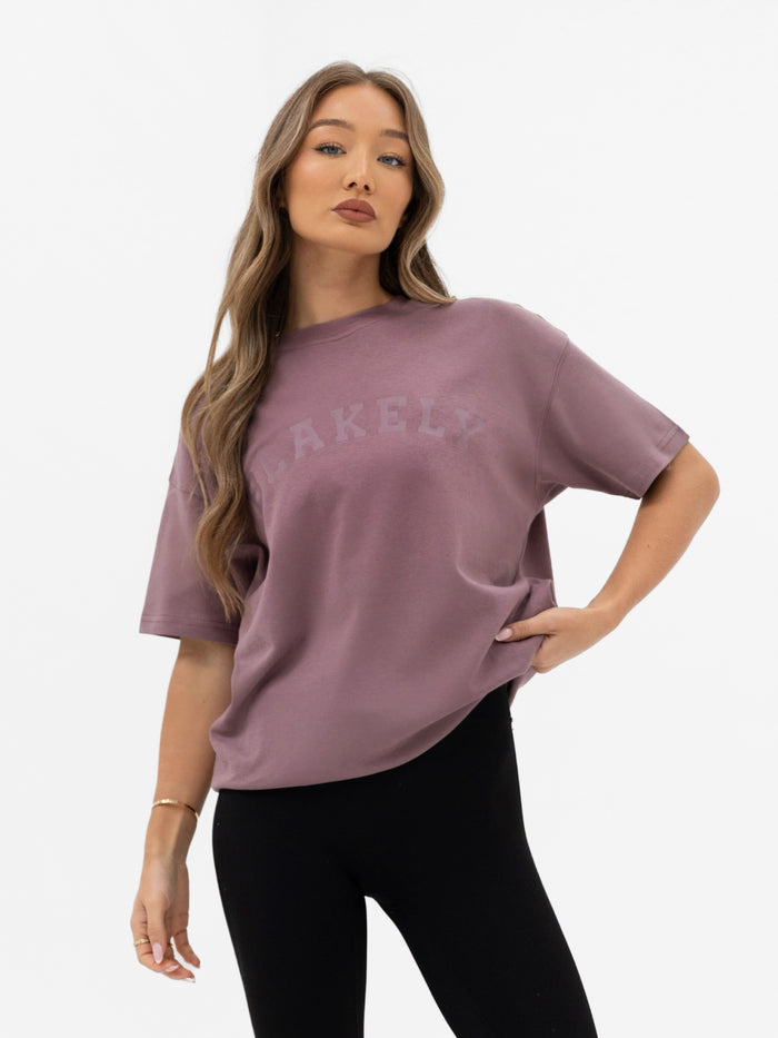 Tonal Varsity Oversized T-Shirt - Soft Mauve
