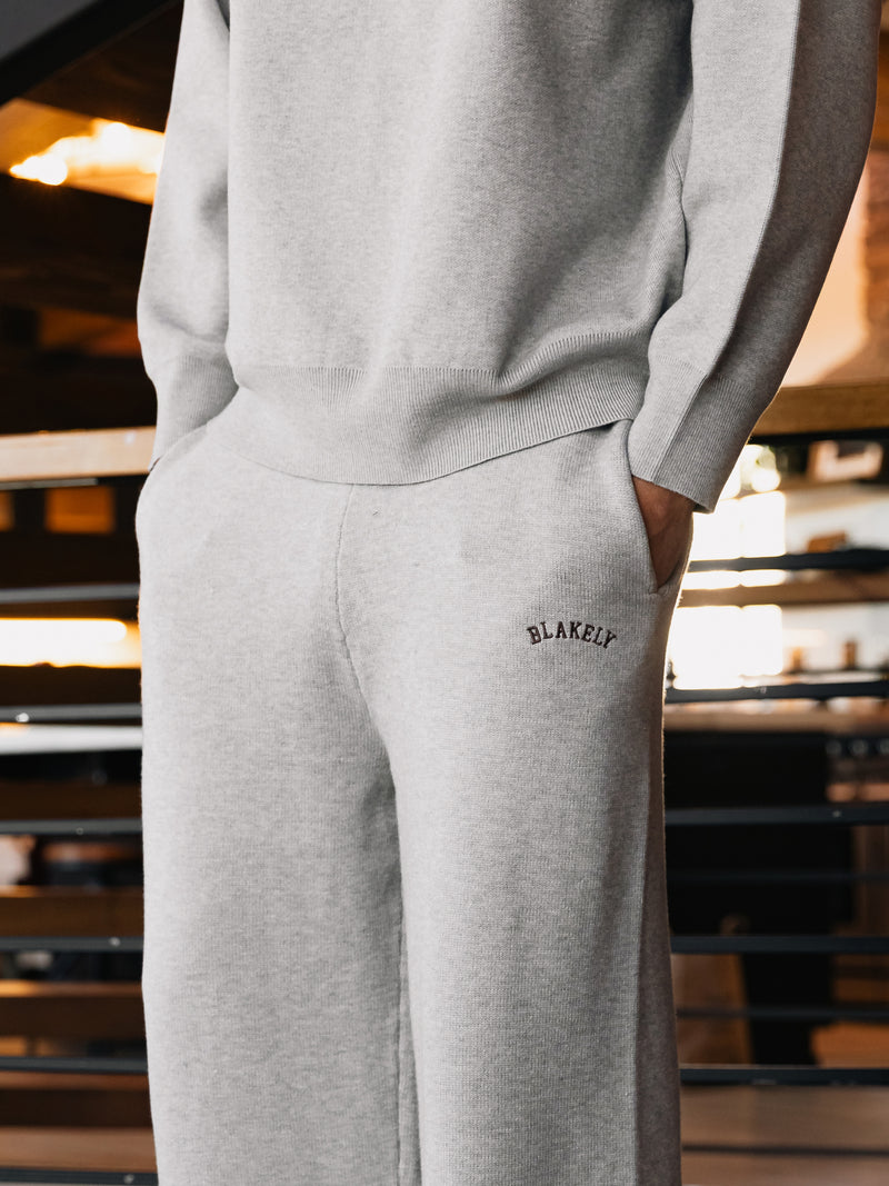 Varsity Knitted Relaxed Sweatpants - Grey