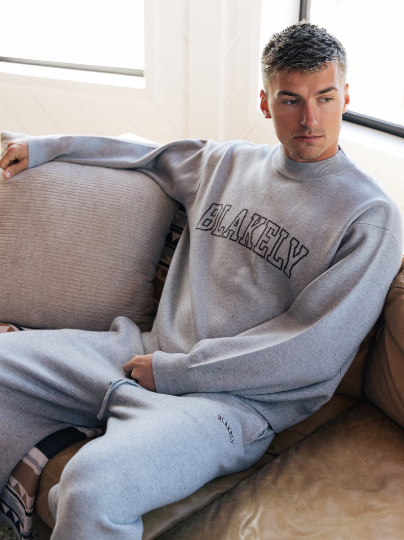 Varsity Relaxed Knitted Jumper - Grey