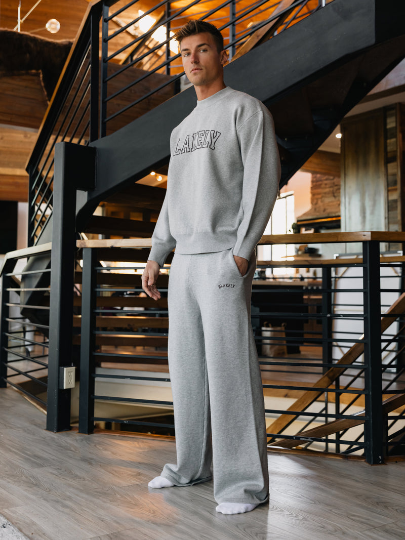 Varsity Relaxed Knitted Jumper - Grey