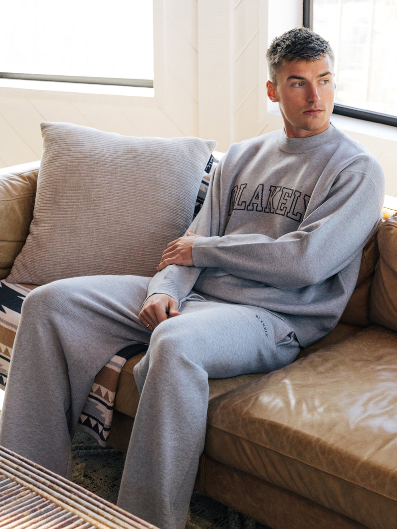 Varsity Knitted Relaxed Sweatpants - Grey