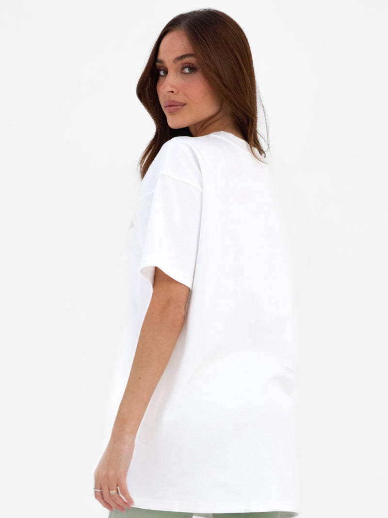 Varsity Oversized T-Shirt & Elodie Stripe Trousers Set - White & Mint Green