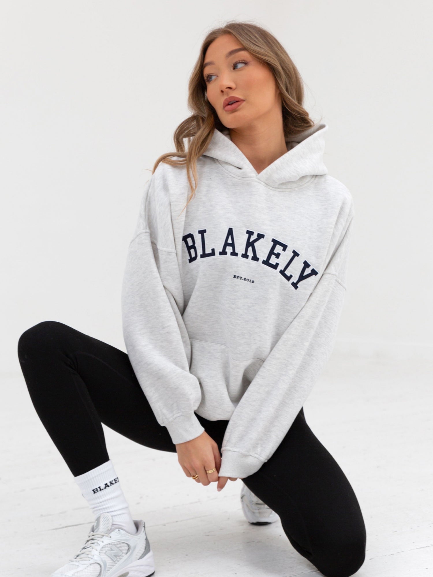 Buy Blakely Marl White Varsity Oversized Hoodie Free delivery on orders over 70 Blakely Clothing