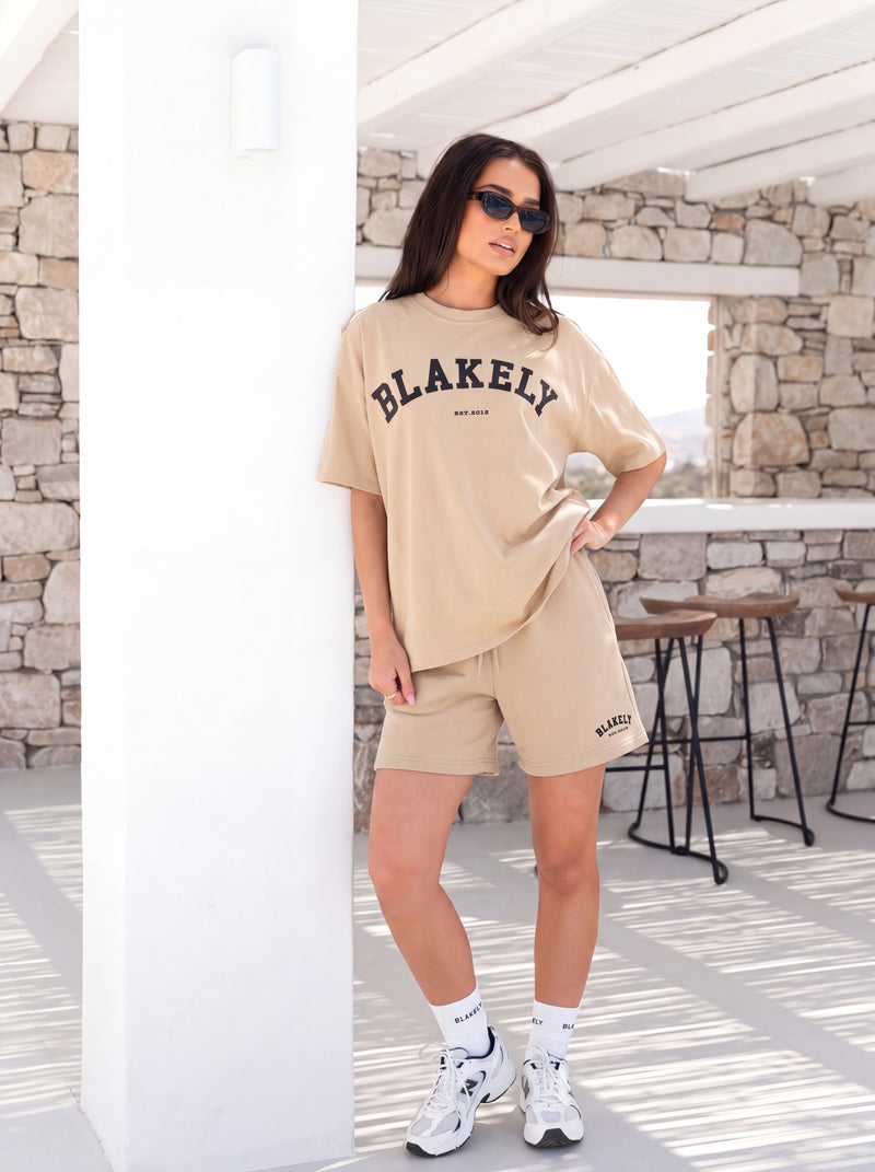 Varsity Oversized T-Shirt - Tan