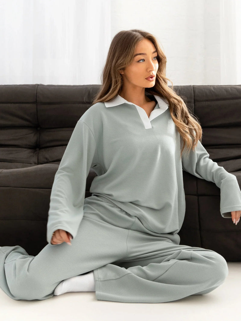 Buy Blakely Womens Sage Green Soft Waffle Rugby Shirt | Free