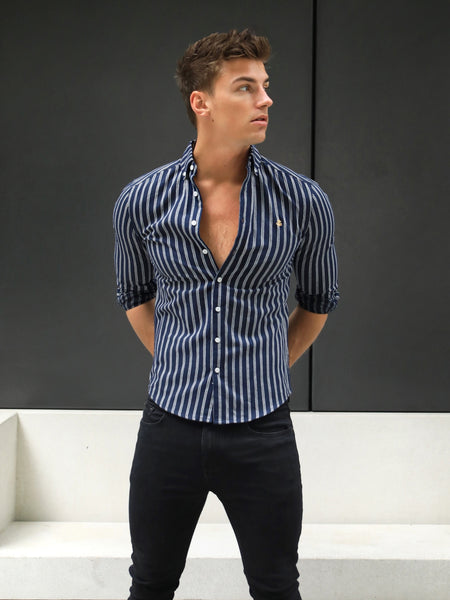 Buy Blakely Navy Savona Stripe Shirt – Blakely Clothing