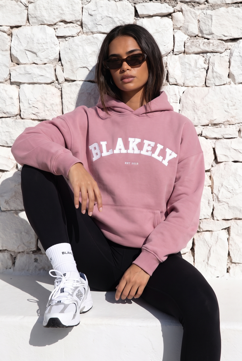 Varsity Oversized Hoodie - Dusty Pink