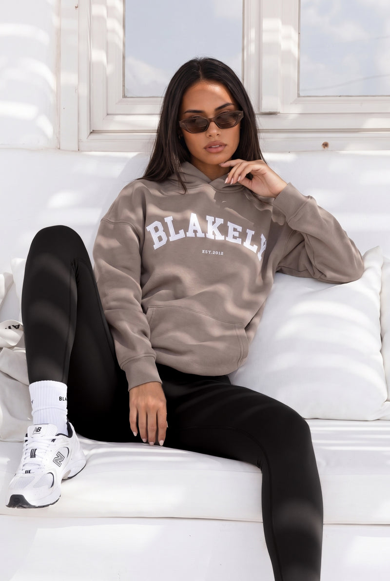 Varsity Oversized Hoodie - Light Beige