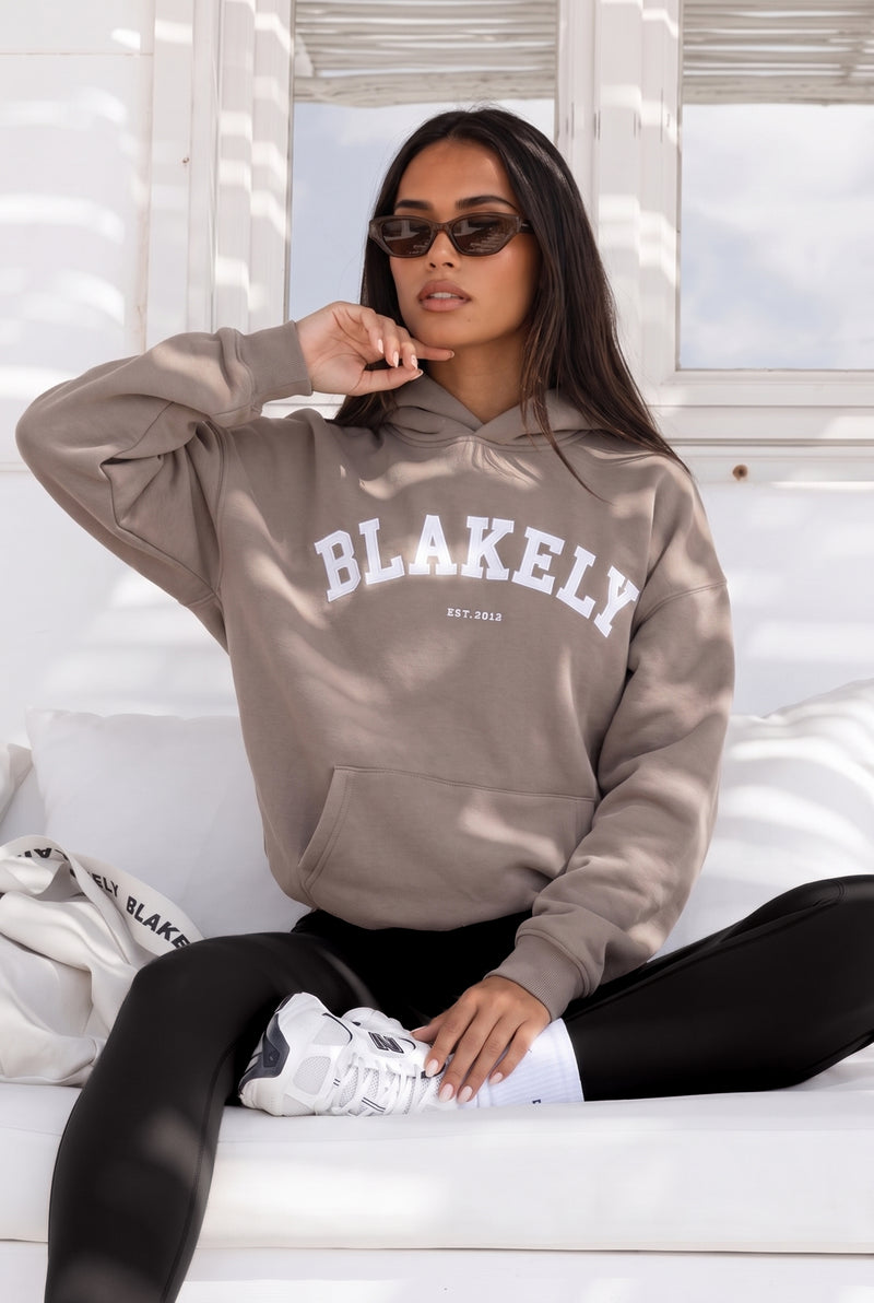 Varsity Oversized Hoodie - Light Beige