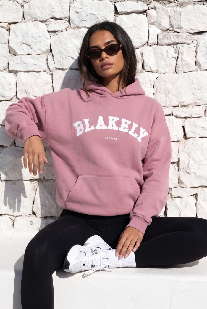Varsity Oversized Hoodie - Dusty Pink
