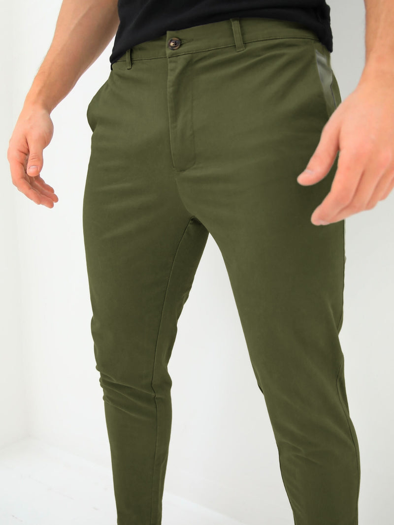 Sloane Slim Fit Tailored Chinos - Khaki Green