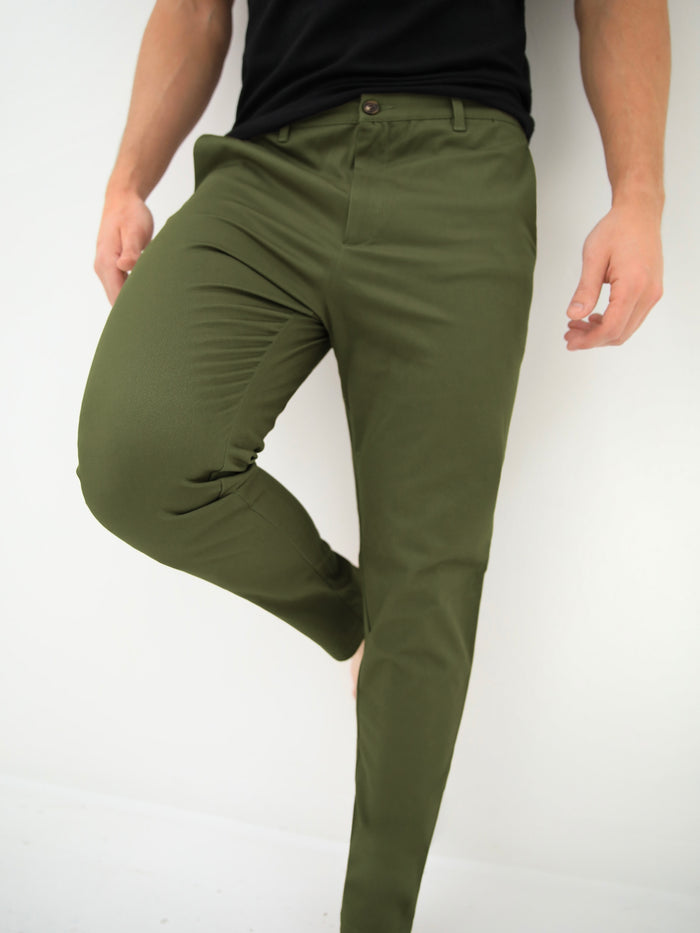 Sloane Slim Fit Tailored Chinos - Khaki Green