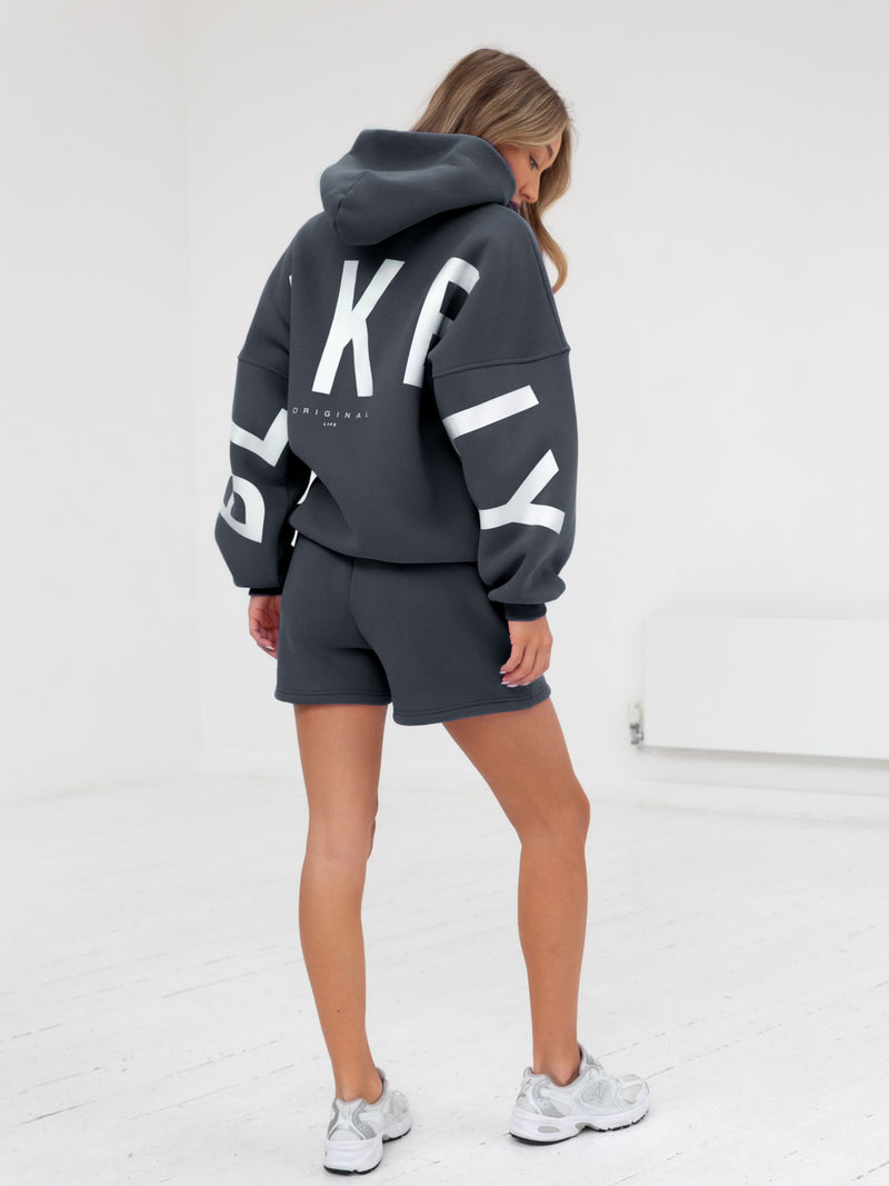 Isabel Hoodie & Jogger Shorts Set - Charcoal