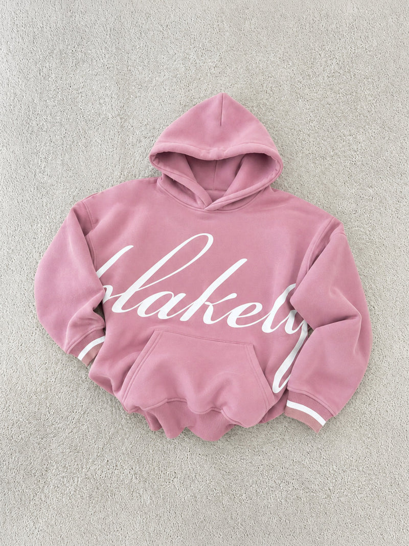 Margot Script Oversized Hoodie - Dusty Pink