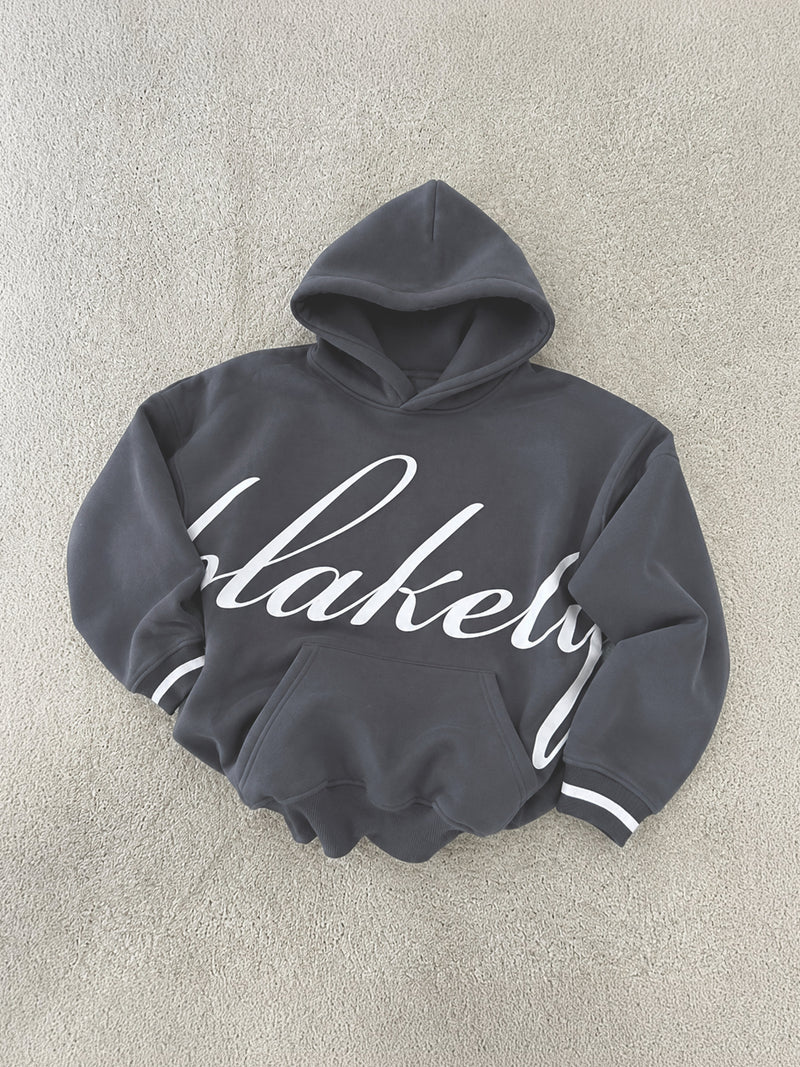 Margot Script Oversized Hoodie - Charcoal
