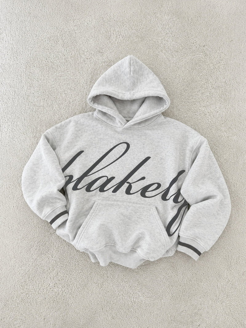 Margot Script Oversized Hoodie - Marl White