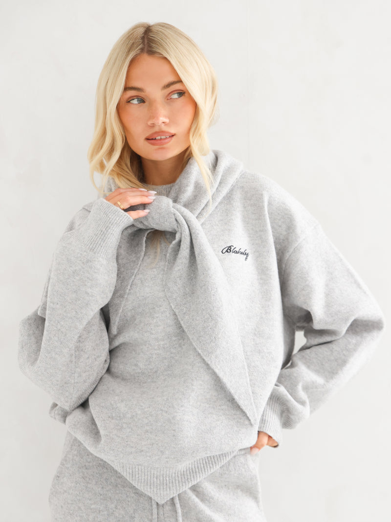 Oversized Knitted Jumper - Marl Grey