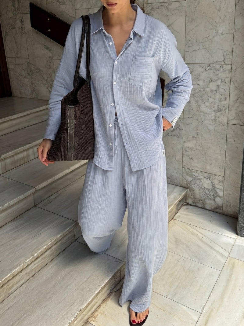 Mila Oversized Shirt - Summer Blue