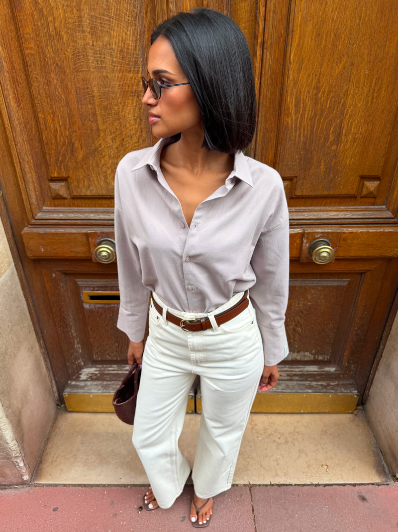 Sabrina Oversized Shirt - Pebble