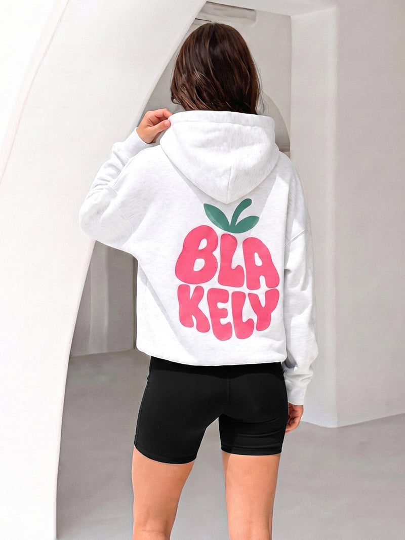 Raspberry Bubble Print Oversized Hoodie - Marl White