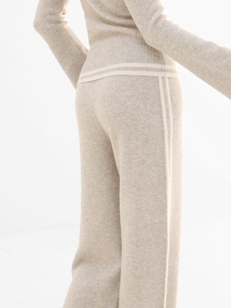 Naya Striped Knitted Trousers - Toasted Taupe