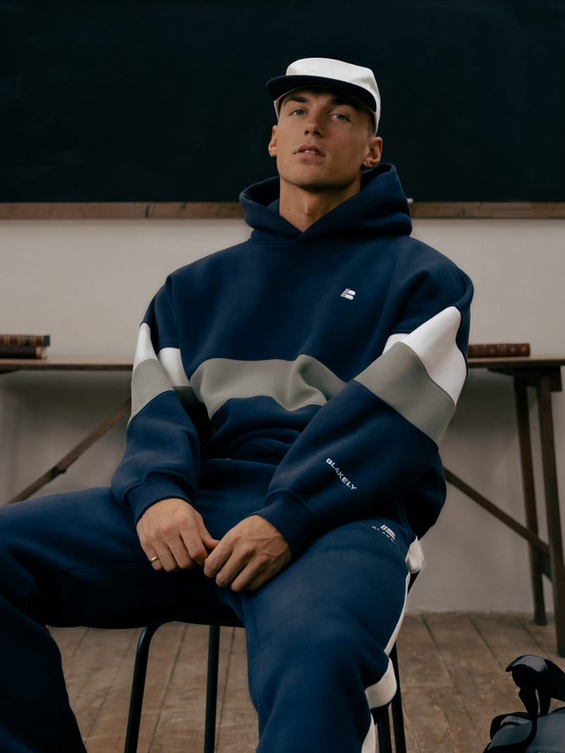 Panel Relaxed Hoodie - True Navy