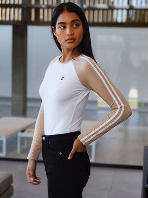 Bethan Bodysuit - White/Tan