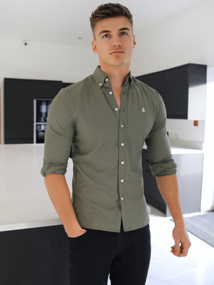 Blakely Clothing HMerrick Fitted Stretch Khaki Green Mens Shirt