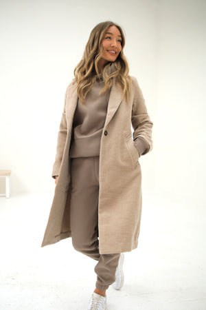 Mabel Tailored Longline Coat - Beige