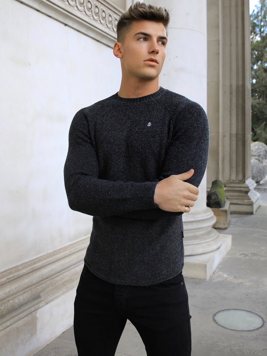 Blakely Clothing Olton Rib Knit Dark Grey Mens Jumper