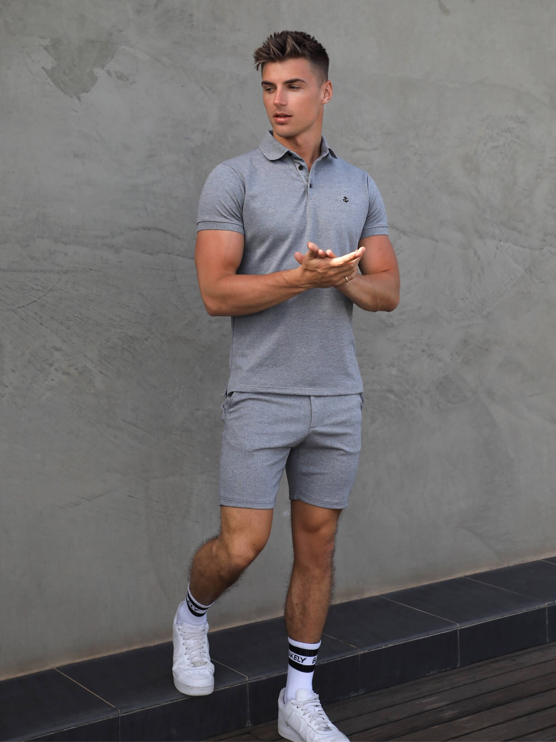 Grey hot sale polo shorts