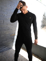 Harrow Long-Sleeve Polo Shirt - Black